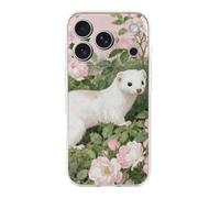 ERSTSNCK Compatible with iPhone 17 Case Stoat in Pink Rosebush Stylish Phone Case for Women Men TPU Shockproof Slim Cover for 17 Pro