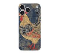 ERSTSNCK Compatible with iPhone 17 Case Striped Golden Rooster Stylish Phone Case for Women Men TPU Shockproof Slim Cover for 17 Pro