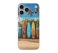 ERSTSNCK Compatible with iPhone 17 Case Surf's Up Surfboard Stylish Phone Case for Women Men TPU Shockproof Slim Cover for 17 Pro Transparent