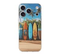 ERSTSNCK Compatible with iPhone 17 Case Surf's Up Surfboard Stylish Phone Case for Women Men TPU Shockproof Slim Cover for 17 Pro Transparent
