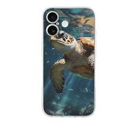 ERSTSNCK Compatible with iPhone 17 Case Turtle Swimming Stylish Phone Case for Women Men TPU Shockproof Slim Cover for 17 Pro Transparent