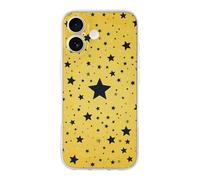 ERSTSNCK Compatible with iPhone 17 Case Yellow Background with Black Stars Stylish Phone Case for Women Men TPU Shockproof Slim Cover for 17 Pro