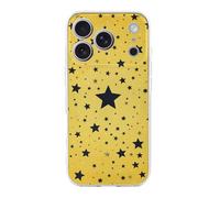 ERSTSNCK Compatible with iPhone 17 Case Yellow Background with Black Stars Stylish Phone Case for Women Men TPU Shockproof Slim Cover for 17 Pro