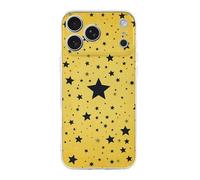 ERSTSNCK Compatible with iPhone 17 Case Yellow Background with Black Stars Stylish Phone Case for Women Men TPU Shockproof Slim Cover for 17 Pro