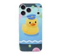 ERSTSNCK Compatible with iPhone 17 Case Yellow Duck and Bubble Pattern Stylish Phone Case for Women Men TPU Shockproof Slim Cover for 17 Pro
