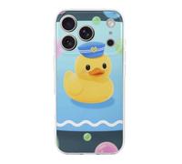 ERSTSNCK Compatible with iPhone 17 Case Yellow Duck and Bubble Pattern Stylish Phone Case for Women Men TPU Shockproof Slim Cover for 17 Pro