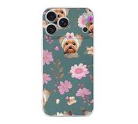 ERSTSNCK Compatible with iPhone 17 Case Yorkie Floral Pattern Stylish Phone Case for Women Men TPU Shockproof Slim Cover for 17 Pro Transparent