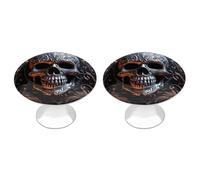 ERSTSNCK Cool Skull Graphics Cabinet Knobs 2-Pack Silver Stainless Steel Drawer Pulls with Screws Elegant Hardware for Dressers Kitchen Cabinets & Desks