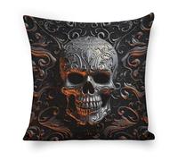ERSTSNCK Cool Skull Graphics Pillow Covers 18"x18" Linen Throw Pillow Covers - Double Sided Decorative Square Cushion Cases for Sofa, Bed, Chair (No Insert Included)