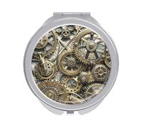 ERSTSNCK Cool Steampunk Gears Compact Mirror for Purse, Double-Sided 1x/2x Magnifying Metal Pocket Makeup Mirrors, Folding Mini Vanity Mirror, Handheld Round Travel Cosmetic Mirrors for Women
