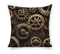 ERSTSNCK Cool Steampunk Gears Pillow Covers 18"x18" Linen Throw Pillow Covers - Double Sided Decorative Square Cushion Cases for Sofa, Bed, Chair (No Insert Included)