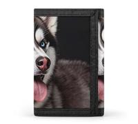 ERSTSNCK Cool Steampunk Gears Trifold Wallet Front Pocket Coin Purse - Slim Credit Card Holder for Men & Women, Cute Husky Dog, One Size, Classic