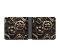 ERSTSNCK Cool Steampunk Gears Wallet for Men Bifold Rfid Blocking Slim Money Clip Front Pocket Wallet Card Holder