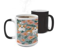 ERSTSNCK Corgi Floral Flowers Spring Garden Color Changing Mug Heat Changing Coffee Mug Funny Magic Cup Heat Sensitive Travel Mugs Novelty Coffee Cups Personalized Customized Gift for Men Women 11 Oz