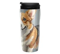 ERSTSNCK Corgi Pattern Corgi Pattern 12 Oz Travel Coffee Mug Vacuum Insulated Travel Mug Leakproof Cup with Lid Reusable Coffee Tumbler for Hot And Cold Drinks, Gift for Men And Women