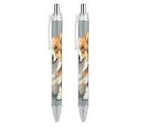 ERSTSNCK Corgi Pattern Corgi Pattern Black Ballpoint Pens Fine Point (0.5mm) Black Ink Pen Retractable Ball Point Pens with Comfortable Full Grip for Journaling, And Office Writing Ideal 2 PCS
