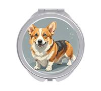 ERSTSNCK Corgi Pattern Corgi Pattern Compact Mirror for Purse, Double-Sided 1x/2x Magnifying Metal Pocket Makeup Mirrors, Folding Mini Vanity Mirror, Handheld Round Travel Cosmetic Mirrors for Women