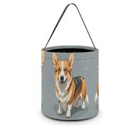 ERSTSNCK Corgi Pattern Corgi Pattern Halloween Candy Buckets Reusable Tote Candy Bag - Trick Or Treat Goody Bag with Handles