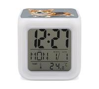 ERSTSNCK Corgi Pattern Corgi Pattern Night Light Alarm Clock LED Display Alarms for Bedroom Smart Digital Alarm Clock Wtih 7 Colorful Ambient Lights Sleep Timer for Heavy Sleepers Simple Operation