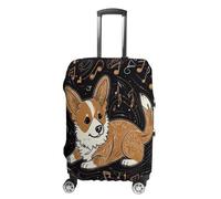 ERSTSNCK Corgi Who Loves Music Luggage Suitcase Covers Elastic Washable Cute Luggage Protector Travel Suitcase Protective Cover For Adult (Fit 19-32 Inch Luggages) X-Large, white, XL, Corgi Who Loves