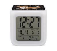 ERSTSNCK Corgi Who Loves Music Night Light Alarm Clock LED Display Alarms for Bedroom Smart Digital Alarm Clock Wtih 7 Colorful Ambient Lights Sleep Timer for Heavy Sleepers Simple Operation