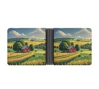 ERSTSNCK Country Farm Wallet for Men Bifold Rfid Blocking Slim Money Clip Front Pocket Wallet Card Holder