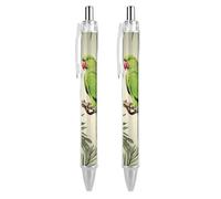 ERSTSNCK Couple Parrots Olive Black Ballpoint Pens Fine Point (0.5mm) Black Ink Pen Retractable Ball Point Pens with Comfortable Full Grip for Journaling, And Office Writing Ideal 2 PCS
