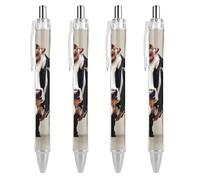 ERSTSNCK Cow Black And White Spot Black Ballpoint Pens Fine Point (0.5mm) Black Ink Pen Retractable Ball Point Pens with Comfortable Full Grip for Journaling, And Office Writing Ideal 4 PCS