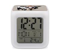 ERSTSNCK Cow Black and White Spot Night Light Alarm Clock LED Display Alarms for Bedroom Smart Digital Alarm Clock Wtih 7 Colorful Ambient Lights Sleep Timer for Heavy Sleepers Simple Operation