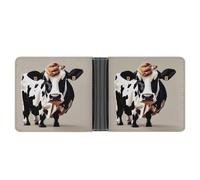 ERSTSNCK Cow Black And White Spot Wallet for Men Bifold Rfid Blocking Slim Money Clip Front Pocket Wallet Card Holder