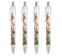 ERSTSNCK Cow Black Ballpoint Pens Fine Point (0.5mm) Black Ink Pen Retractable Ball Point Pens with Comfortable Full Grip for Journaling, And Office Writing Ideal 4 PCS