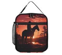 ERSTSNCK Cowboy West Lunch Bag for Adults Reusable Insulated Lunchbox Leakproof Small Lunch Box Tote for Men & Women Portable Food Cooler Bag for Work, Office, Picnics