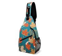 ERSTSNCK Crossbody Sling Bag Casual Backpack for Women Men Travel Chest Bag Blue Orange Maple Shoulder Bags Side Backpack Daypack for Travel Hiking Cycling
