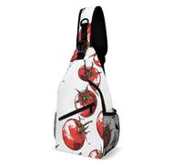 ERSTSNCK Crossbody Sling Bag Casual Backpack for Women Men Travel Chest Bag Comic Style Tomatoes Shoulder Bags Side Backpack Daypack for Travel Hiking Cycling