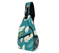 ERSTSNCK Crossbody Sling Bag Casual Backpack for Women Men Travel Chest Bag Feathers And Cyan Shoulder Bags Side Backpack Daypack for Travel Hiking Cycling