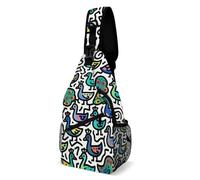 ERSTSNCK Crossbody Sling Bag Casual Backpack for Women Men Travel Chest Bag Peacock Graffiti Shoulder Bags Side Backpack Daypack for Travel Hiking Cycling