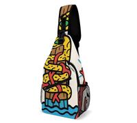 ERSTSNCK Crossbody Sling Bag Casual Backpack for Women Men Travel Chest Bag Snake Totem Pole Shoulder Bags Side Backpack Daypack for Travel Hiking Cycling