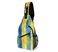 ERSTSNCK Crossbody Sling Bag Casual Backpack for Women Men Travel Chest Bag Yellow And Blue Pattern Shoulder Bags Side Backpack Daypack for Travel Hiking Cycling