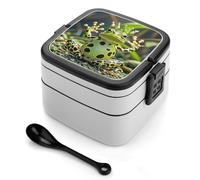 ERSTSNCK Crown Frog Bento Box 1000ml Leak Proof Lunch Container with Removable Dividers & Spoon - BPA-Free PP Stackable Lunch Box for Work, Office, Picnic, Travel, Dining Out