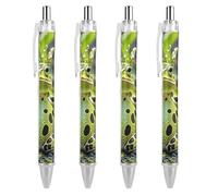 ERSTSNCK Crown Frog Black Ballpoint Pens Fine Point (0.5mm) Black Ink Pen Retractable Ball Point Pens with Comfortable Full Grip for Journaling, And Office Writing Ideal 4 PCS