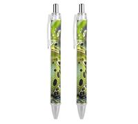 ERSTSNCK Crown Frog Black Ballpoint Pens Fine Point (0.5mm) Black Ink Pen Retractable Ball Point Pens with Comfortable Full Grip for Journaling, And Office Writing Ideal 2 PCS