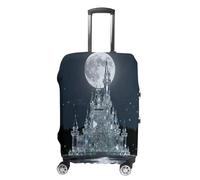 ERSTSNCK Crystal Castle And Moon Luggage Suitcase Covers Elastic Washable Cute Luggage Protector Travel Suitcase Protective Cover For Adult (Fit 19-32 Inch Luggages) X-Large, white, M, Crystal Castle