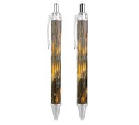 ERSTSNCK Crystal Sky Castle Black Ballpoint Pens Fine Point (0.5mm) Black Ink Pen Retractable Ball Point Pens with Comfortable Full Grip for Journaling, And Office Writing Ideal 2 PCS