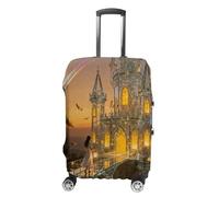 ERSTSNCK Crystal Sky Castle Luggage Suitcase Covers Elastic Washable Cute Luggage Protector Travel Suitcase Protective Cover For Adult (Fit 19-32 Inch Luggages) X-Large, white, M, Crystal Sky Castle