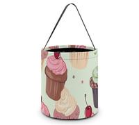 ERSTSNCK Cupcake Halloween Candy Buckets Reusable Tote Candy Bag - Trick Or Treat Goody Bag with Handles