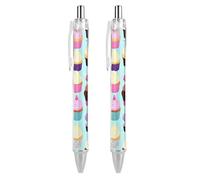 ERSTSNCK Cupcake Patterns Black Ballpoint Pens Fine Point (0.5mm) Black Ink Pen Retractable Ball Point Pens with Comfortable Full Grip for Journaling, And Office Writing Ideal 2 PCS