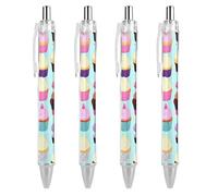 ERSTSNCK Cupcake Patterns Black Ballpoint Pens Fine Point (0.5mm) Black Ink Pen Retractable Ball Point Pens with Comfortable Full Grip for Journaling, And Office Writing Ideal 4 PCS