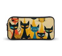 ERSTSNCK Cute Aesthetic Pencil Case - A Group of Cats Double Zipper Pen Bag for Women Big Capacity Pencil Pouch, Portable Makeup & Stationery Organizer for Office Travel
