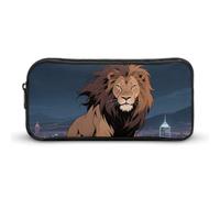 ERSTSNCK Cute Aesthetic Pencil Case - African Lion Double Zipper Pen Bag for Women Big Capacity Pencil Pouch, Portable Makeup & Stationery Organizer for Office Travel