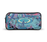 ERSTSNCK Cute Aesthetic Pencil Case - Alien Base Double Zipper Pen Bag for Women Big Capacity Pencil Pouch, Portable Makeup & Stationery Organizer for Office Travel